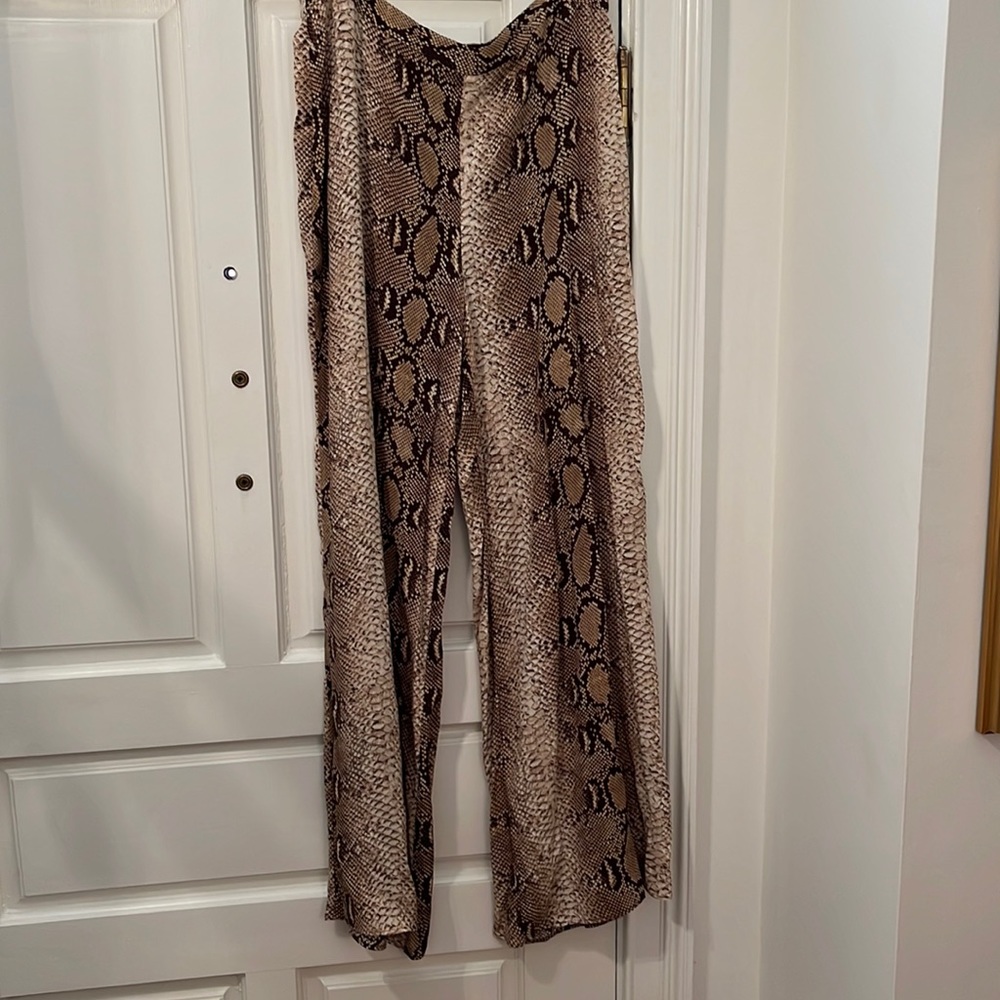 Zara snakeskin print wide leg slacks